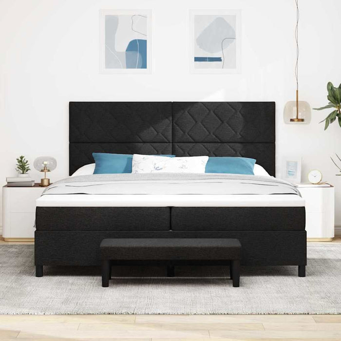 Pat cu arcuri cu saltea Negru 200 x 200 cm țesătură - WALTI WALTI