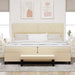 Pat cu arcuri cu headboard Crem 200 x 200 cm țesătură - WALTI WALTI