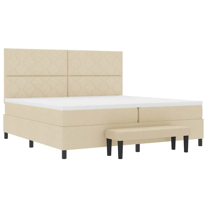 Pat cu arcuri cu headboard Crem 200 x 200 cm țesătură - WALTI WALTI