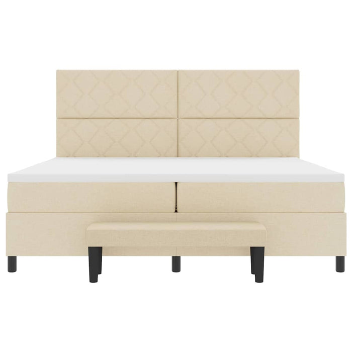 Pat cu arcuri cu headboard Crem 200 x 200 cm țesătură - WALTI WALTI