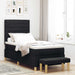 Pat cu arcuri cu saltea cu headboard Negru 80 x 200 cm țesătură - WALTI WALTI