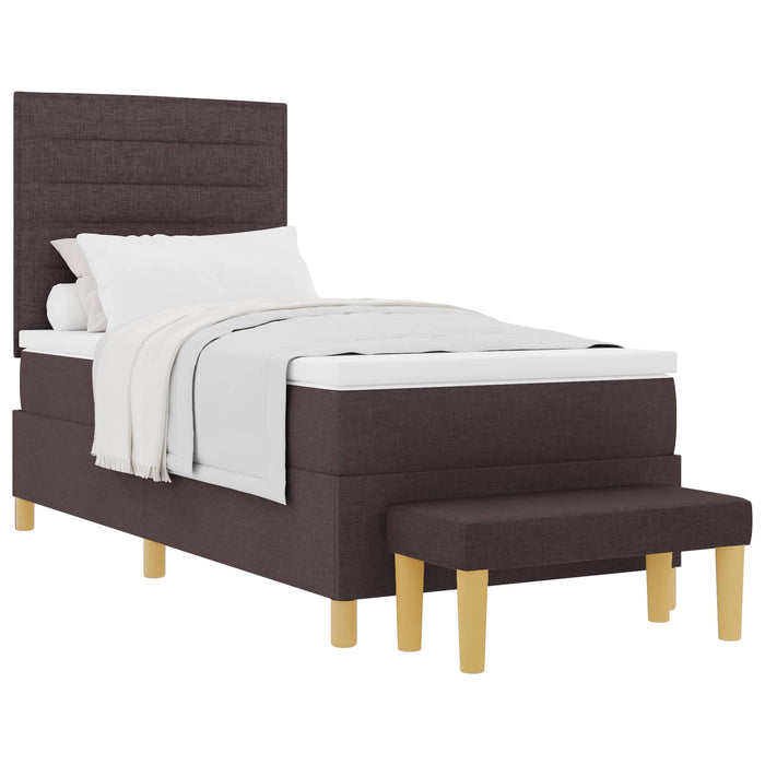 Pat cu arcuri cu headboard Maro închis 200 x 90 cm țesătură WALTI
