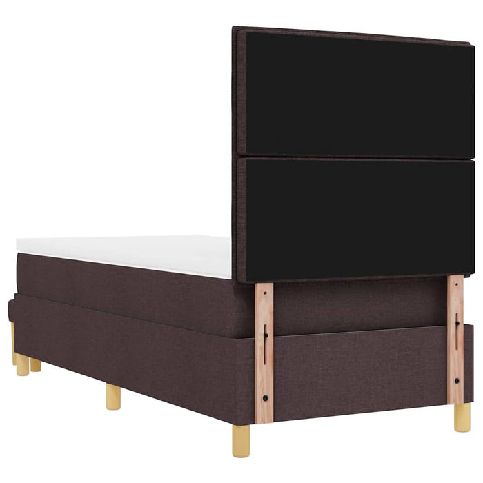 Pat cu arcuri cu headboard Maro închis 200 x 90 cm țesătură WALTI