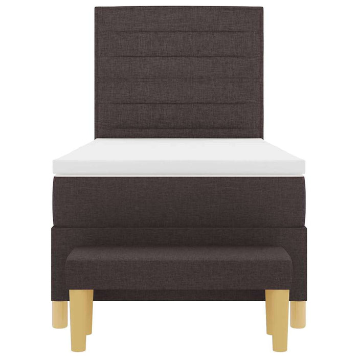 Pat cu arcuri cu headboard Maro închis 200 x 90 cm țesătură WALTI