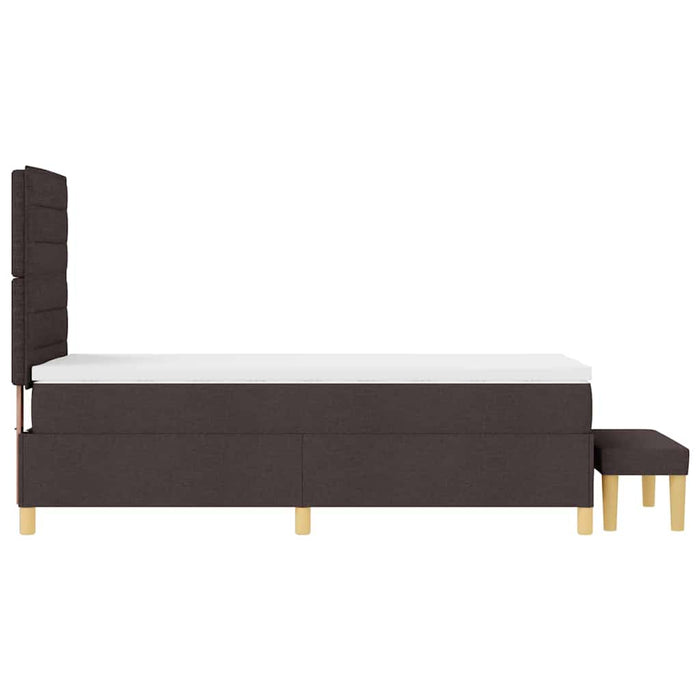 Pat cu arcuri cu headboard Maro închis 200 x 90 cm țesătură WALTI