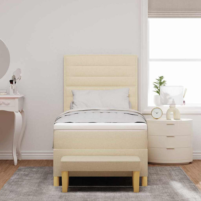 Pat cu arcuri cu headboard Crem 200 x 90 cm țesătură WALTI