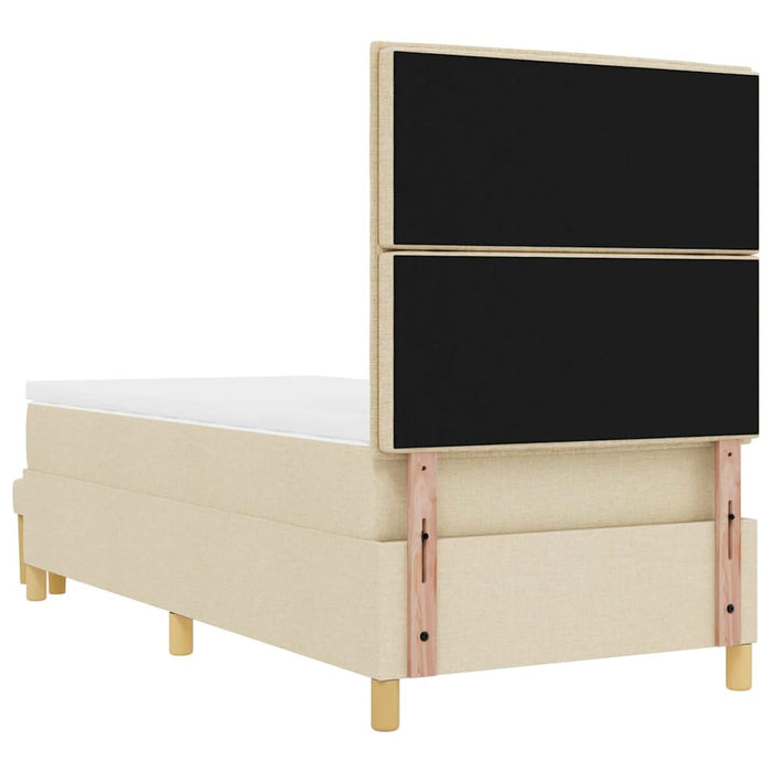 Pat cu arcuri cu headboard Crem 200 x 90 cm țesătură WALTI