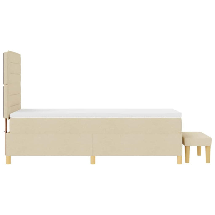 Pat cu arcuri cu headboard Crem 200 x 90 cm țesătură WALTI