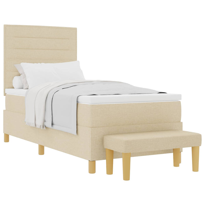 Pat cu arcuri cu saltea cu headboard Crem 90 x 190 cm țesătură - WALTI WALTI