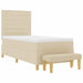 Pat cu arcuri cu saltea cu headboard Crem 90 x 190 cm țesătură - WALTI WALTI