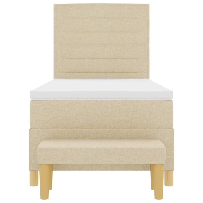 Pat cu arcuri cu saltea cu headboard Crem 90 x 190 cm țesătură - WALTI WALTI