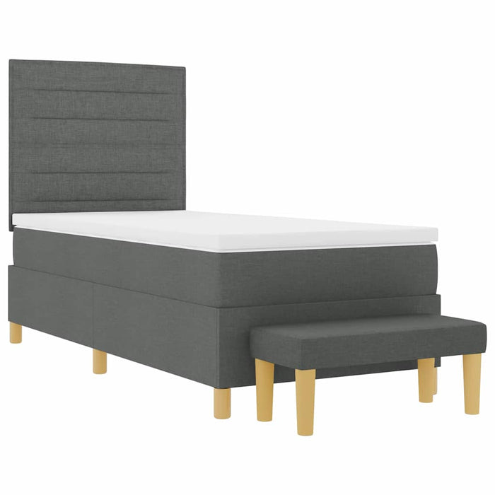 Pat cu arcuri cu saltea Gri închis 100 x 200 cm țesătură - WALTI WALTI