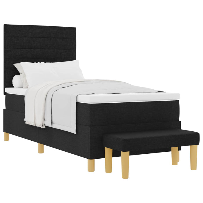 Pat cu arcuri cu saltea Negru 100 x 200 cm țesătură - WALTI WALTI