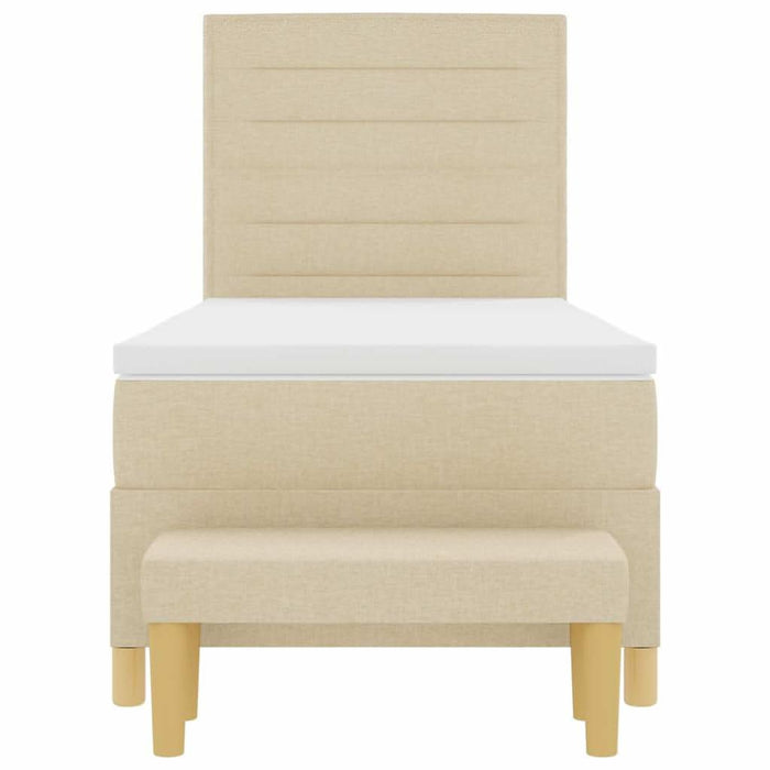 Pat cu arcuri cu saltea cu headboard Crem 100 x 200 cm țesătură - WALTI WALTI
