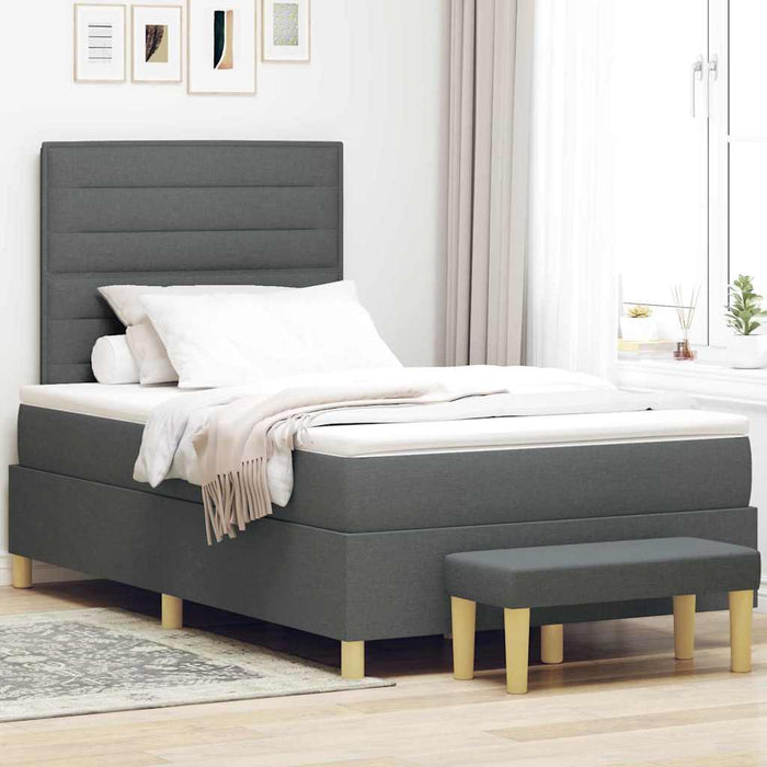 Pat cu arcuri cu saltea Gri închis 120 x 190 cm țesătură - WALTI WALTI