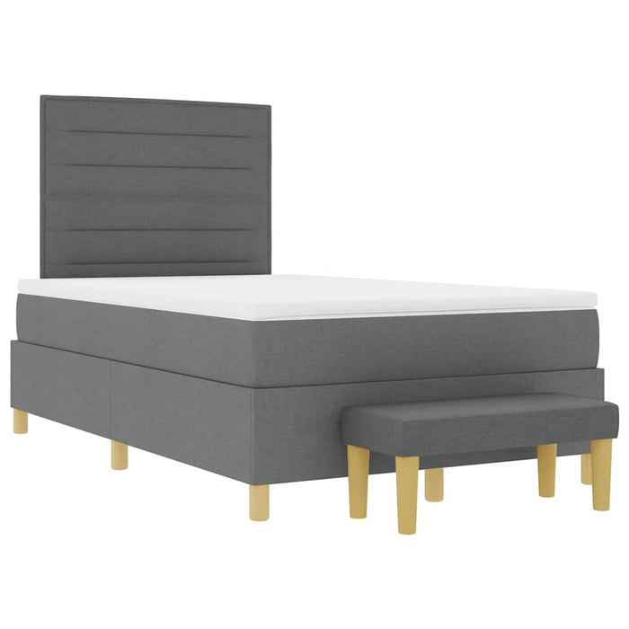 Pat cu arcuri cu saltea Gri închis 120 x 190 cm țesătură - WALTI WALTI