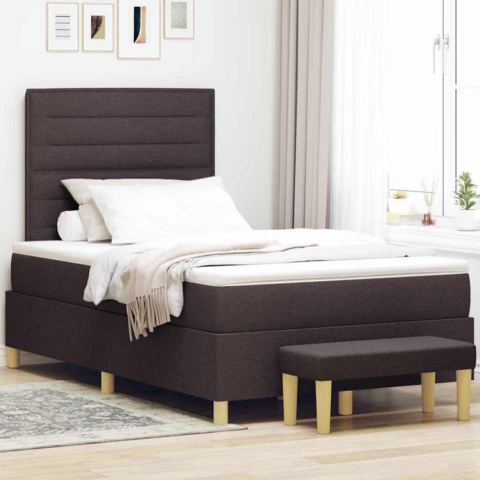 Pat cu arcuri cu saltea Maro închis 120 x 190 cm țesătură - WALTI WALTI