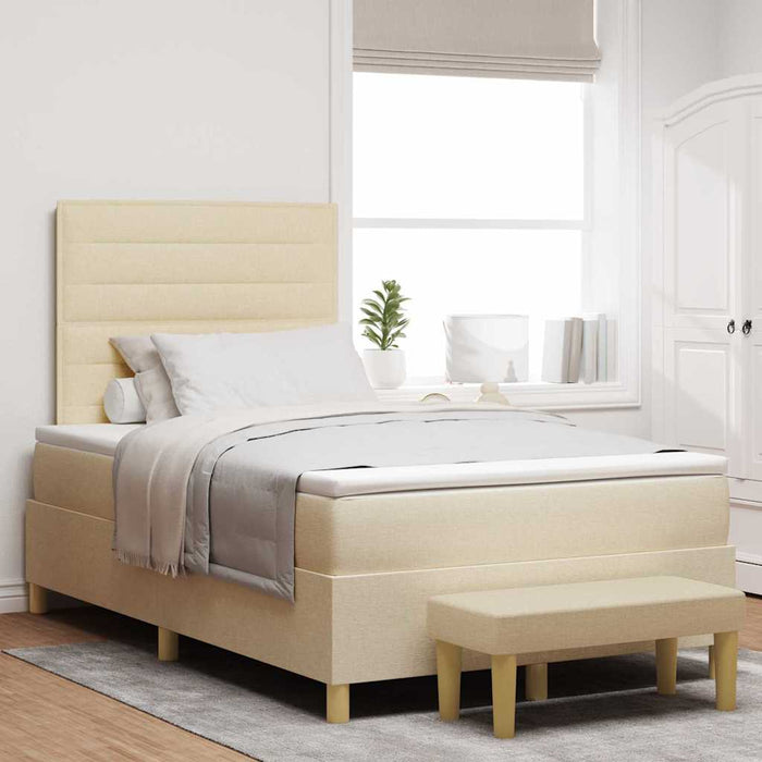 Pat cu arcuri cu saltea cu headboard Crem 120 x 190 cm țesătură - WALTI WALTI