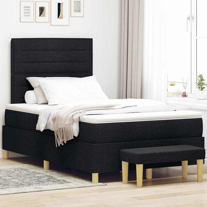 Pat cu arcuri cu saltea Negru 120 x 200 cm țesătură - WALTI WALTI