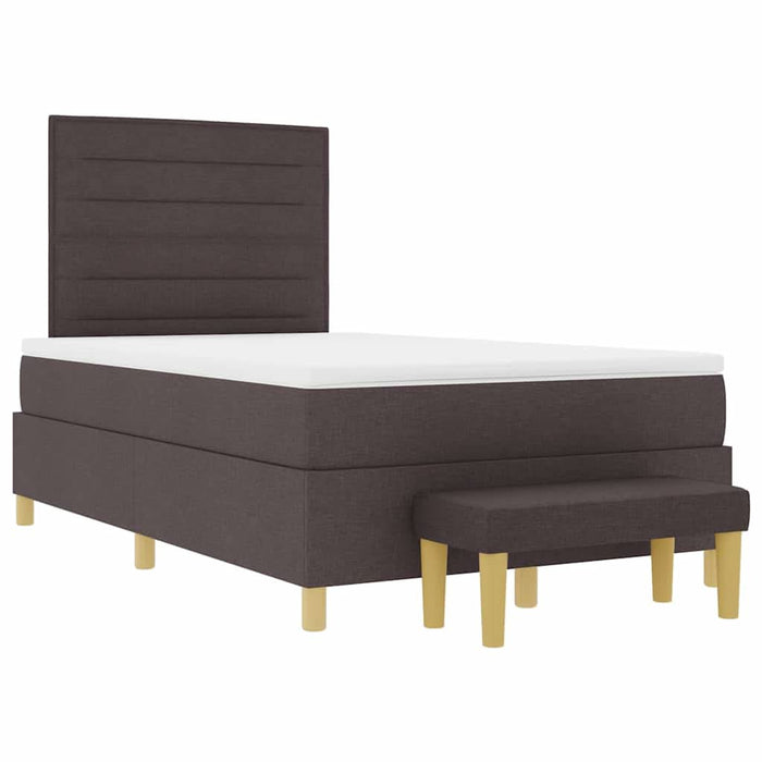 Pat cu arcuri cu saltea Maro închis 120 x 200 cm țesătură - WALTI WALTI