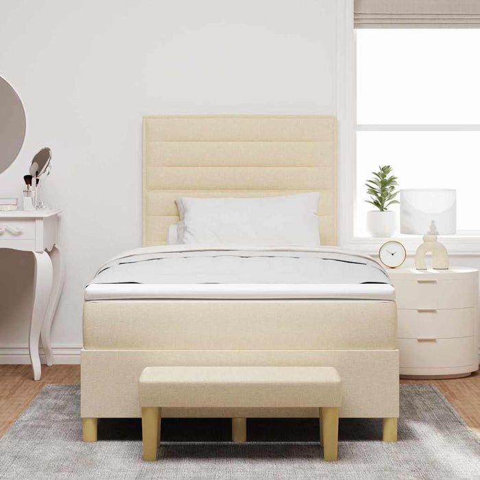 Pat cu arcuri cu saltea cu headboard Crem 120 x 200 cm țesătură - WALTI WALTI