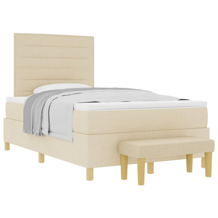 Pat cu arcuri cu saltea cu headboard Crem 120 x 200 cm țesătură - WALTI WALTI