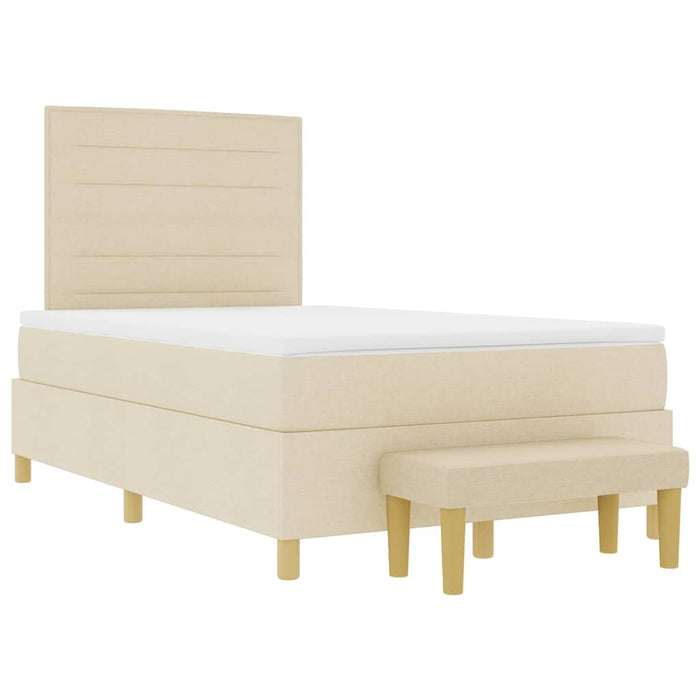 Pat cu arcuri cu saltea cu headboard Crem 120 x 200 cm țesătură - WALTI WALTI