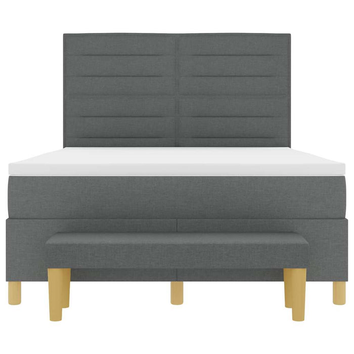 Pat cu arcuri cu saltea Gri închis 140 x 190 cm țesătură - WALTI WALTI