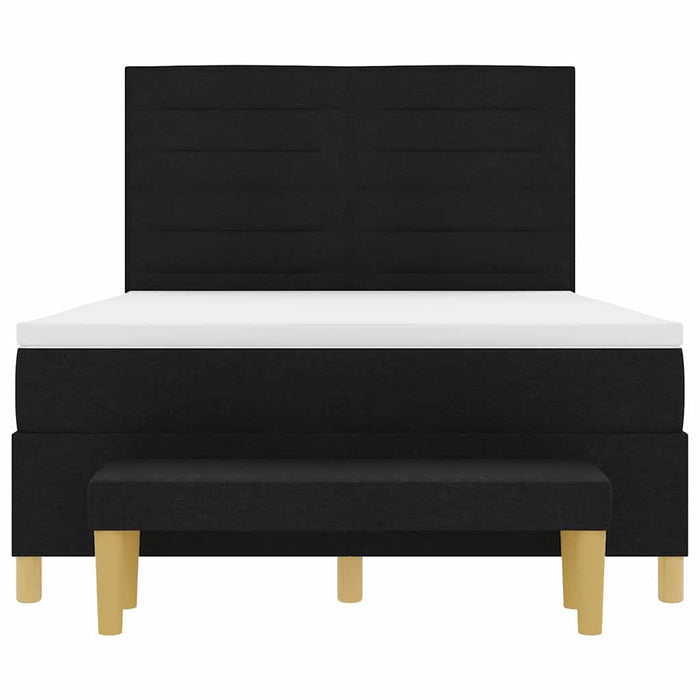 Pat cu arcuri cu saltea Negru 140 x 190 cm țesătură - WALTI WALTI