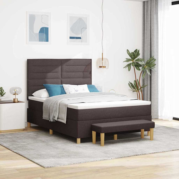 Pat cu arcuri cu headboard Maro închis 190 x 140 cm țesătură WALTI