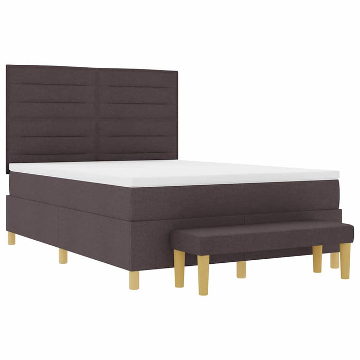 Pat cu arcuri cu headboard Maro închis 190 x 140 cm țesătură WALTI