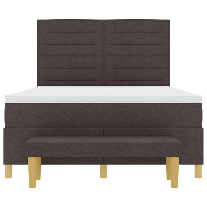Pat cu arcuri cu headboard Maro închis 190 x 140 cm țesătură WALTI