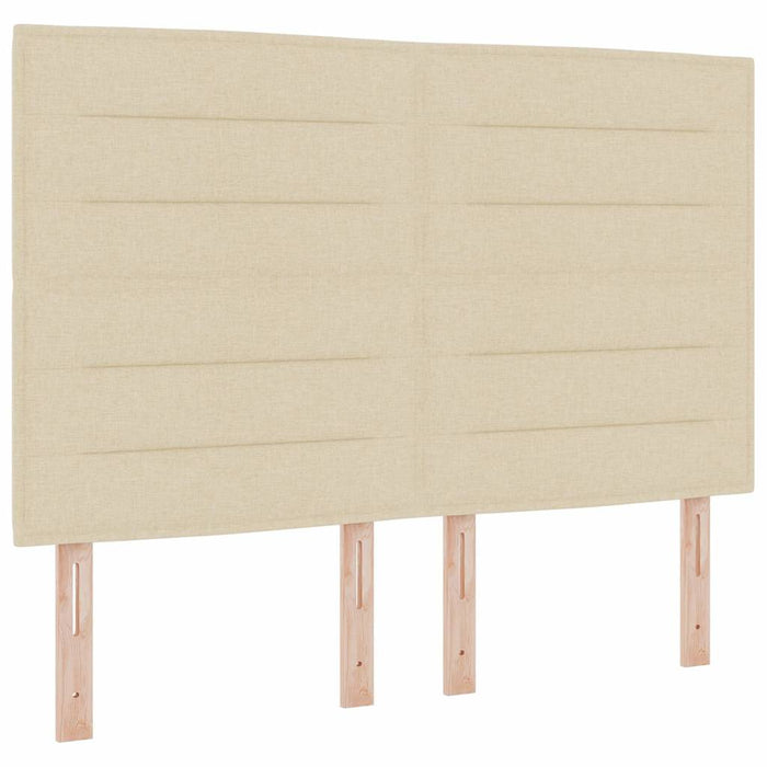 Pat cu arcuri cu headboard Crem 190 x 140 cm țesătură WALTI