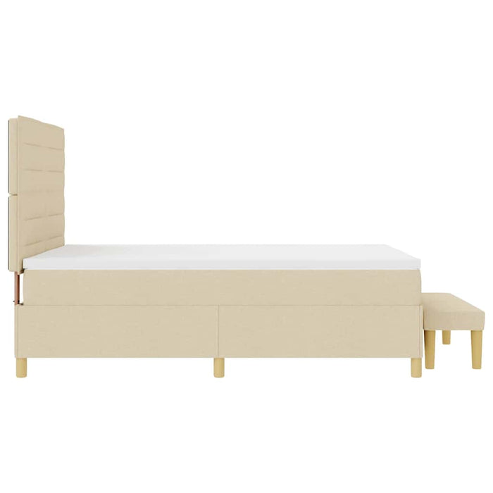 Pat cu arcuri cu headboard Crem 190 x 140 cm țesătură WALTI
