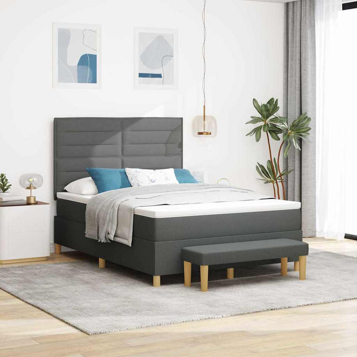 Pat cu arcuri cu saltea Gri închis 140 x 200 cm țesătură - WALTI WALTI