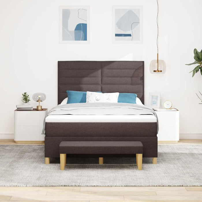 Pat cu arcuri cu headboard Maro închis 200 x 140 cm țesătură WALTI