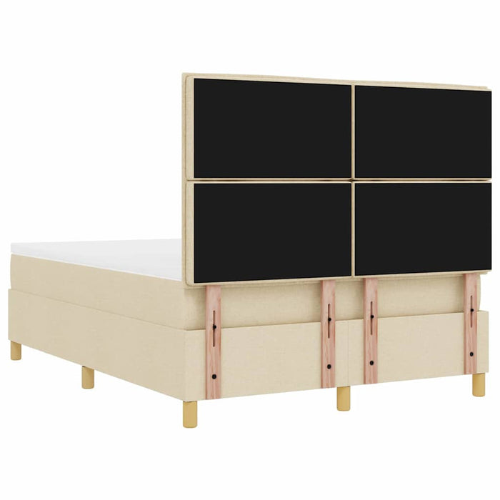 Pat cu arcuri cu headboard Crem 200 x 140 cm țesătură WALTI