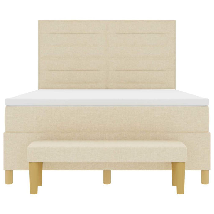 Pat cu arcuri cu headboard Crem 200 x 140 cm țesătură WALTI