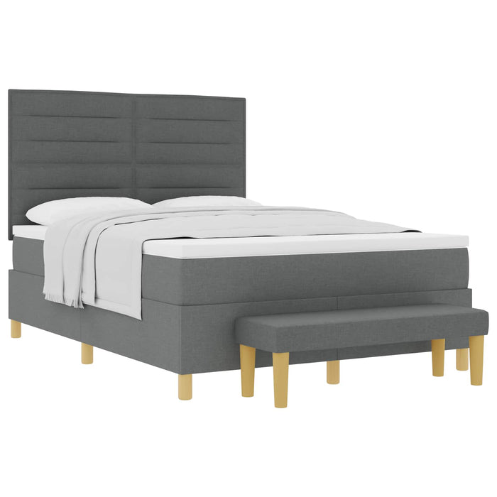 Pat cu arcuri cu saltea Gri închis 160 x 200 cm țesătură - WALTI WALTI