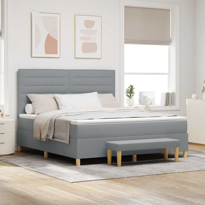 Pat cu arcuri cu headboard Gri deschis 200 x 180 cm țesătură - WALTI WALTI