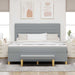 Pat cu arcuri cu headboard Gri deschis 200 x 180 cm țesătură - WALTI WALTI