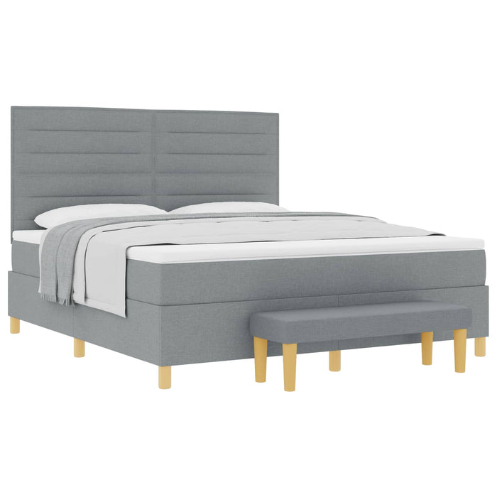 Pat cu arcuri cu headboard Gri deschis 200 x 180 cm țesătură - WALTI WALTI