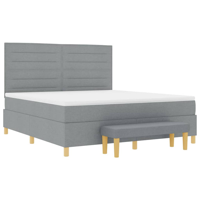 Pat cu arcuri cu headboard Gri deschis 200 x 180 cm țesătură - WALTI WALTI
