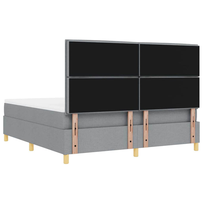 Pat cu arcuri cu headboard Gri deschis 200 x 180 cm țesătură - WALTI WALTI