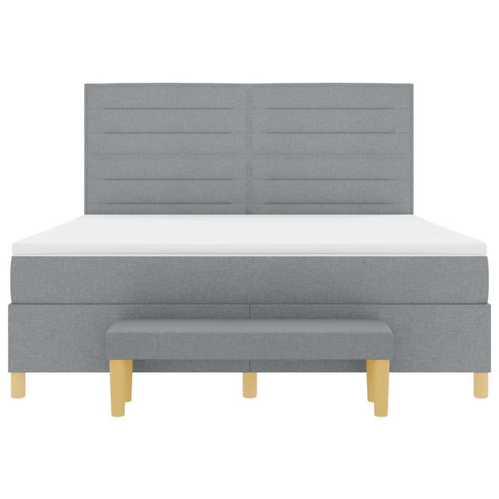 Pat cu arcuri cu headboard Gri deschis 200 x 180 cm țesătură - WALTI WALTI
