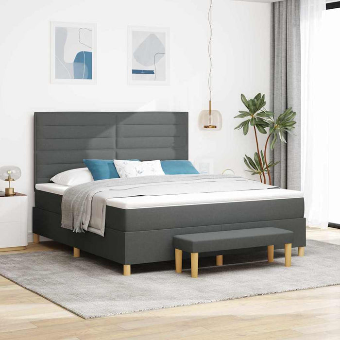 Pat cu arcuri cu saltea Gri închis 180 x 200 cm țesătură - WALTI WALTI
