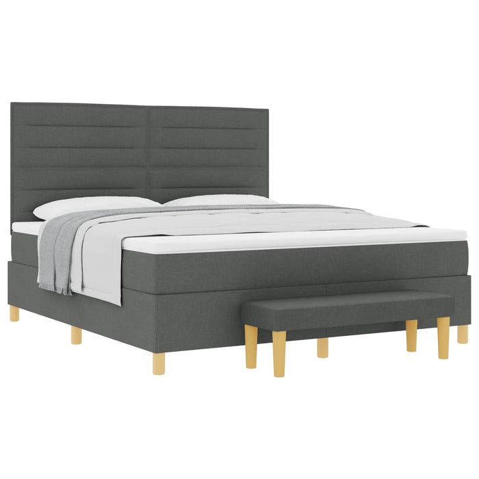 Pat cu arcuri cu saltea Gri închis 180 x 200 cm țesătură - WALTI WALTI