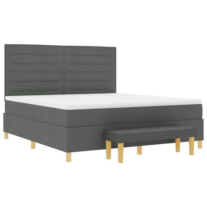 Pat cu arcuri cu saltea Gri închis 180 x 200 cm țesătură - WALTI WALTI