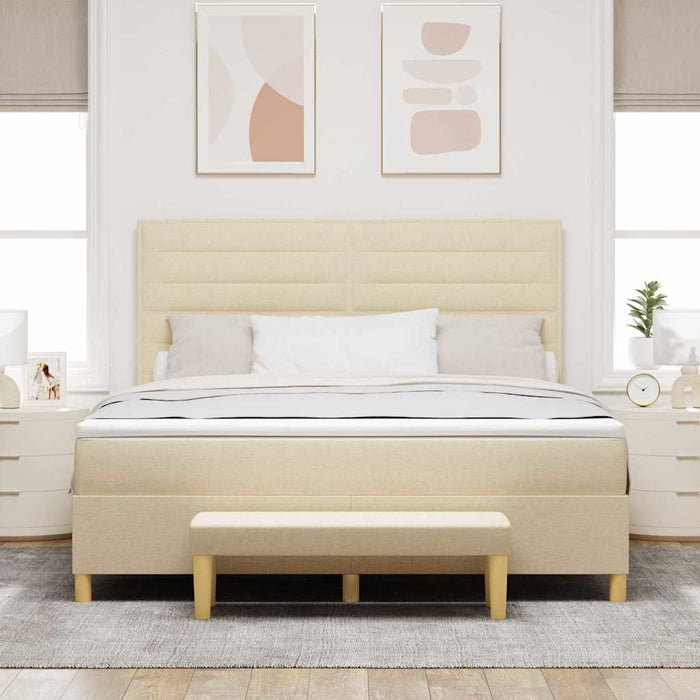 Pat cu arcuri cu saltea cu headboard Crem 180 x 200 cm țesătură - WALTI WALTI