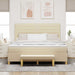 Pat cu arcuri cu saltea cu headboard Crem 180 x 200 cm țesătură - WALTI WALTI